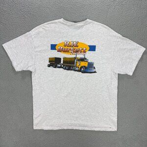 R.W. Burkett Trucking T Shirt Mens Extra Large XL Grey Truck Hanes Beefy Vintage